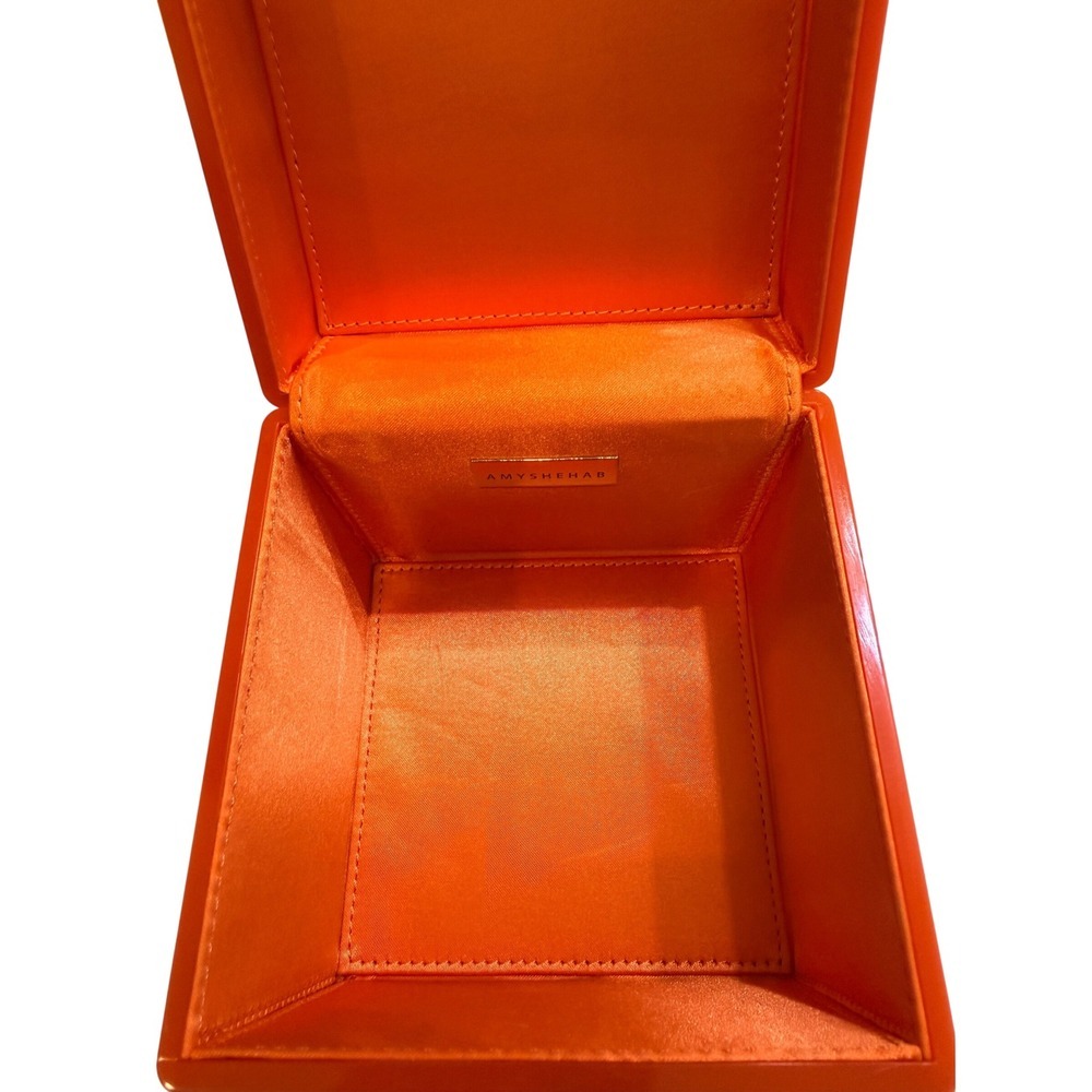 Amy Sheehan Acrylic Cube Box Trunk Handbag Orange Gold Hardware Women’s Small - Picture 10 of 12